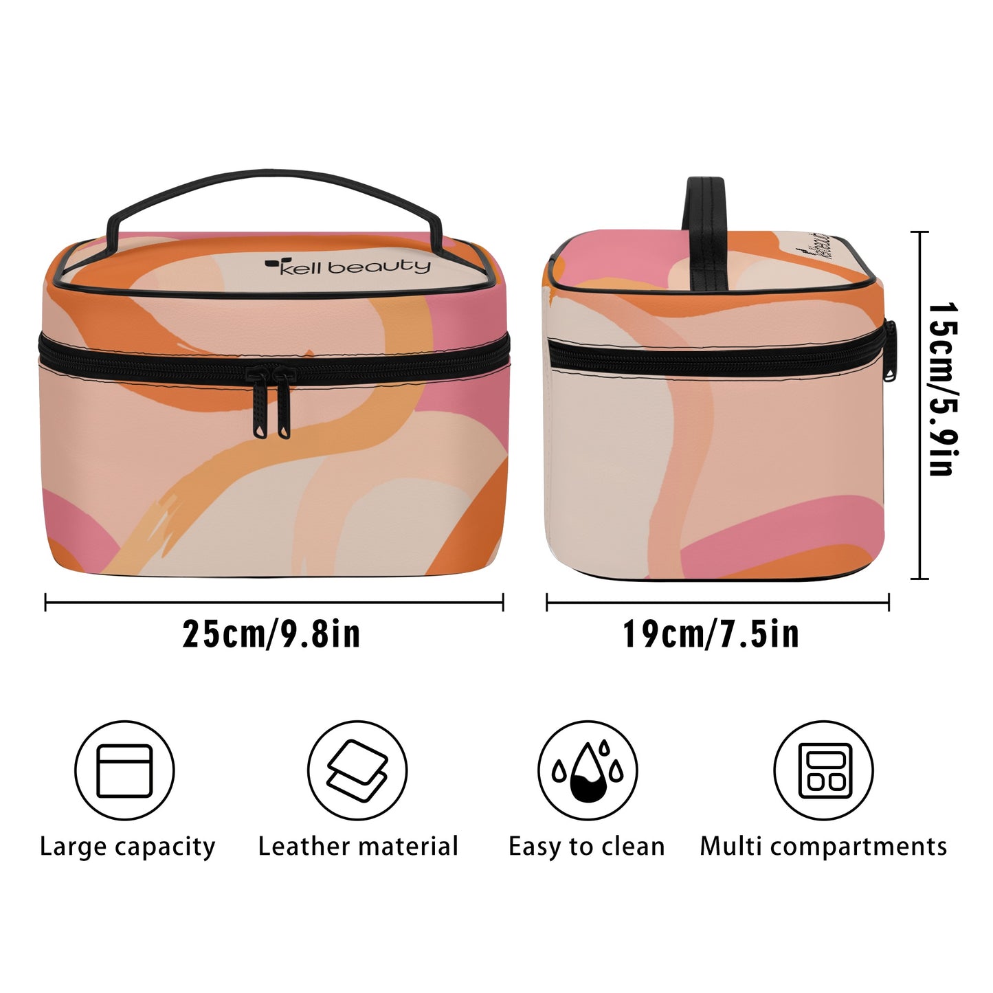 Kell Beauty Classic Zip Top Cosmetic Bag